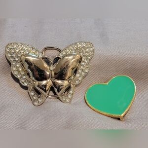 Two Belt Buckle/Charm Butterfly Buckle and Heart Buckle/Charm